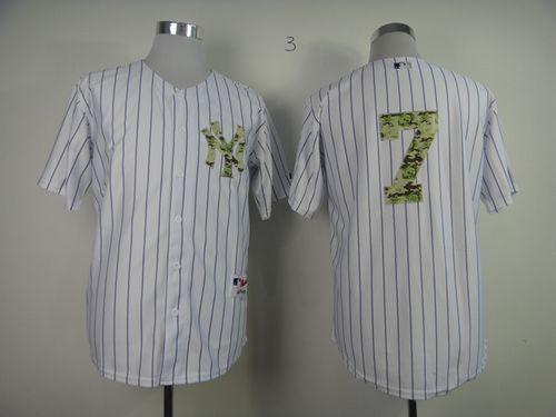 Yankees #7 Mickey Mantle White USMC Cool Base Stitched MLB Jersey - Click Image to Close